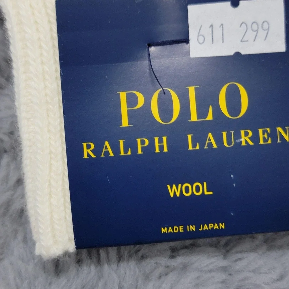 Polo Ralph Lauren Wool Socks Mens 10-13 White Ribbed Pony Dress Mid Calf Japan